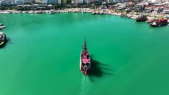 Pirate ship sails into port