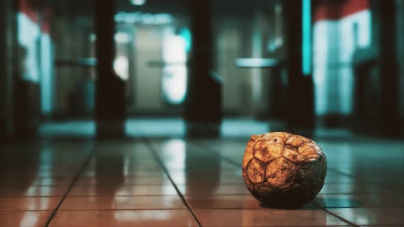 Old Soccer Ball in Empty Subway alt