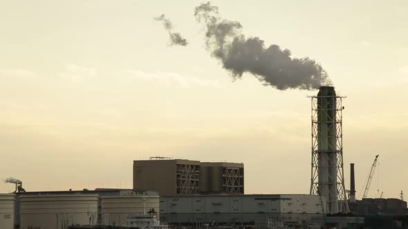 Industrial Factory During Sunset in Kawasaki of Japan