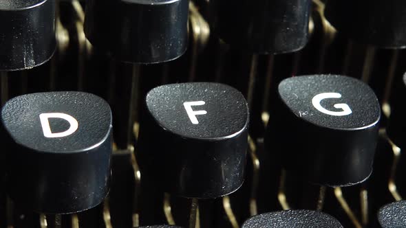 Vintage typewriter keys closeup.