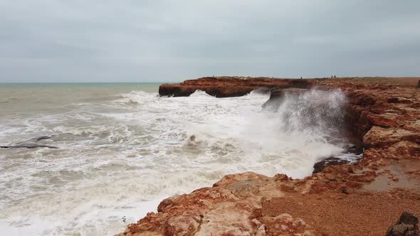 Sparkling Ocean Waves with Rock, Waves Splashing Against Coastal Rock, Waves Smashing Foam Rocky