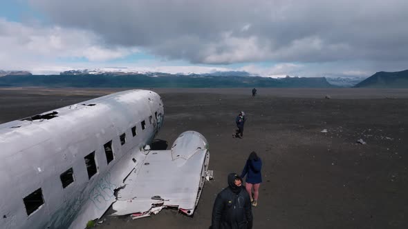 Aerial View of the Old Crashed Plane Abandoned on Solheimasandur Beach Near VikIceland
