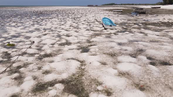 Aerial View of Low Tide in the Ocean Near the Coast of Zanzibar Tanzania