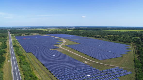 Solar Panel Plant Alternative Electricity Source Aerial View