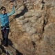 A Young Woman Is on the Slackline at High Altitude - VideoHive Item for Sale