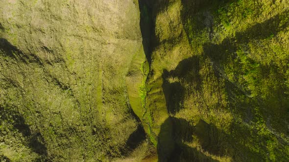Amazing Deep Canyon Aerial Above Spectacular Mountain Landscape Napali Park USA