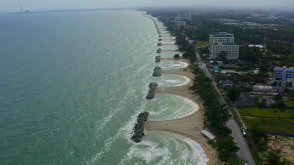 Aerial View of PMY Beach in Rayong Thailand