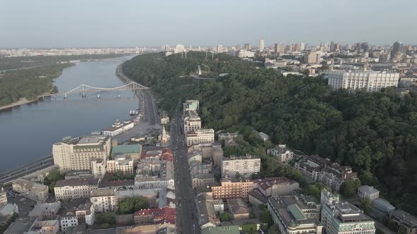 View of Kyiv From Above. Ukraine. Aerial View, Gray, Flat