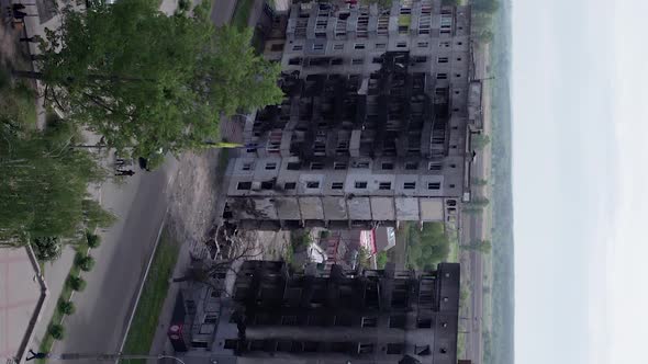 Vertical Video of the Consequences of the War in Ukraine  Burned Cars