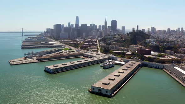 Aerial View of the Docks in San Francisco Near San Francisco Bay