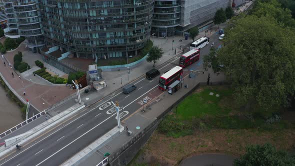 Descending Footage of Traffic on Street