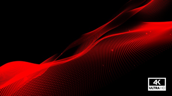 Red Particle Lines Wave Animation Background Loop V11