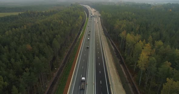 Road Construction New Highway Building Aerial View Drone Shot