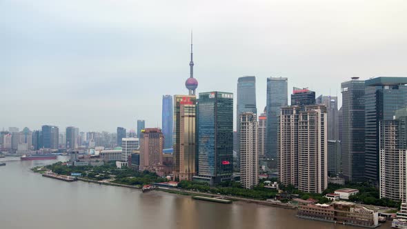 Huangpu River of Shanghai Reflects Pudong New Area Timelapse