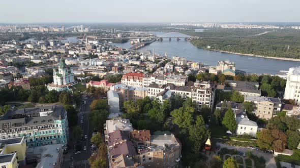 Kyiv Cityscape, Ukraine. Aerial View, Kiev. Slow Motion
