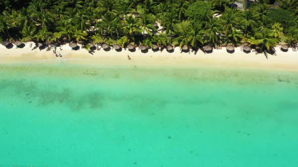 Beach along the waterfront and coral reef and palm trees, Mauritius, Africa, Pier near the beach of