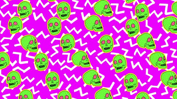 Flourescent skulls comic stop motion