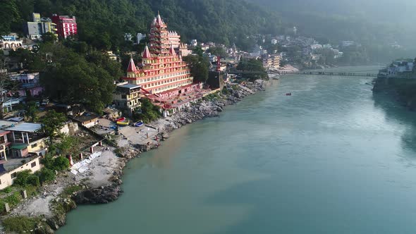 City of Rishikesh state of Uttarakhand in India seen from the sky