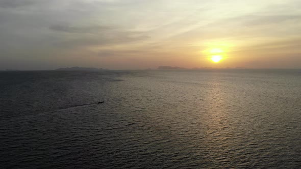 Beautiful from high view of sunset around sea