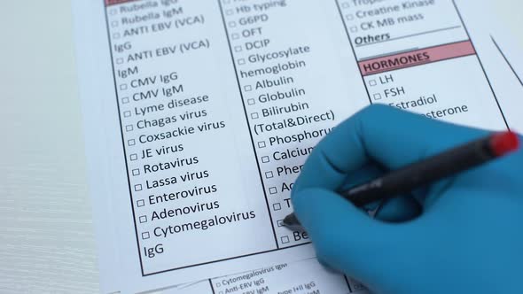 Zink, Doctor Checking Mineral in Lab Blank, Showing Blood Sample in Tube