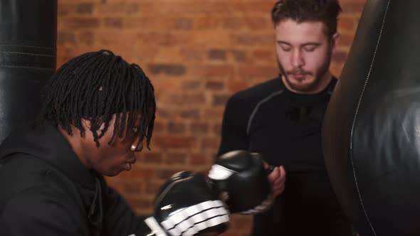 Coach and His Fighter in the Ring Boxing