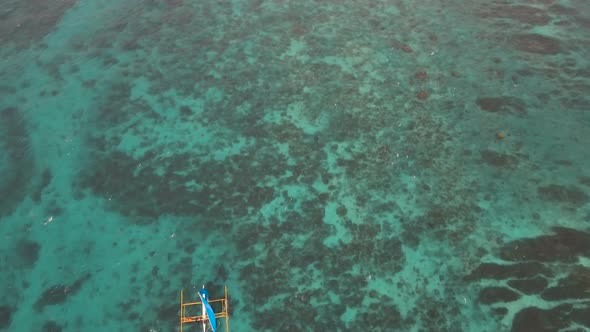 Sailing Boat in Blue Sea. Boracay Island Philippines