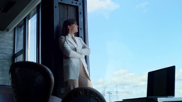 Leader Person Relaxing Watching Ocean View Alone