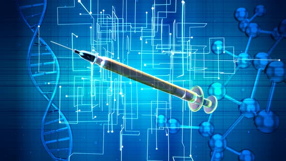 Abstract animation of a vaccine concept on the grid alt