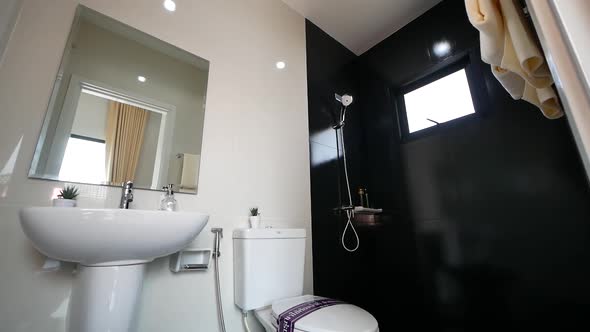 Modern Black and White Tiles Bathroom Decoration