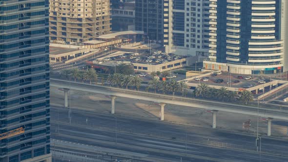 Amazing Rooftop View on Sheikh Zayed Road Surrounded Dubai Marina and JLT Skyscrapers