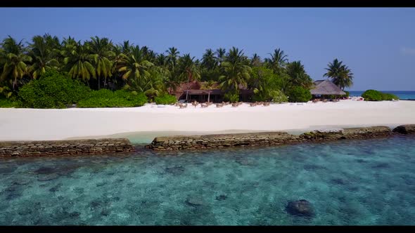 Aerial drone texture of relaxing bay beach time by transparent water with clean sandy background of 