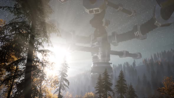 UFO Hovering Over Forest alt