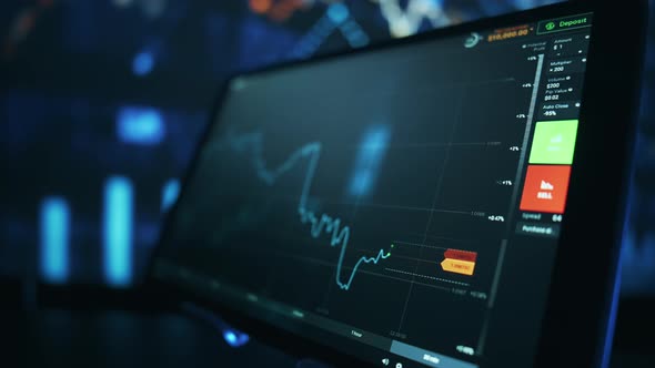 Stock Market Candles and Information of Exchange with Data of Price on the Tablet Screen