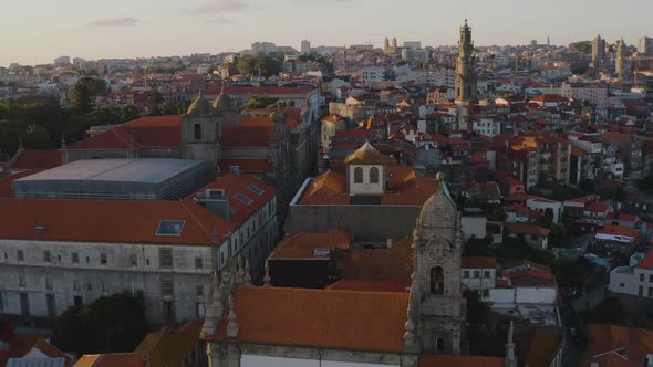 Porto in Portugal, aerial drone cityscape view 4k