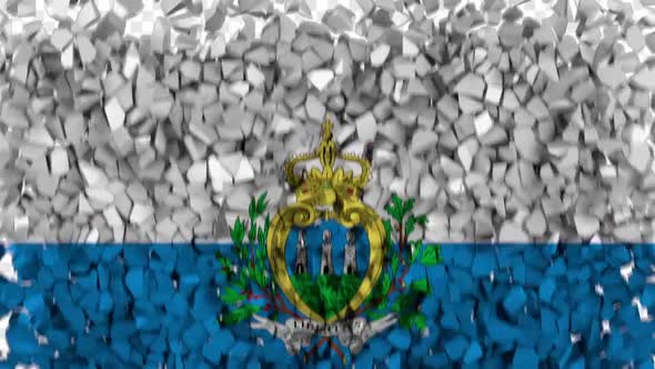 San Marino Flag Breaking Rocks Transition