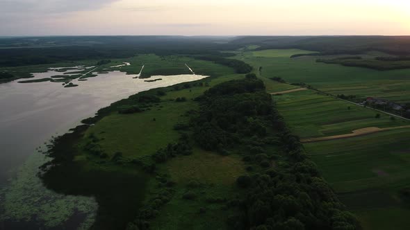 Lake and Wild Nature On Sunset