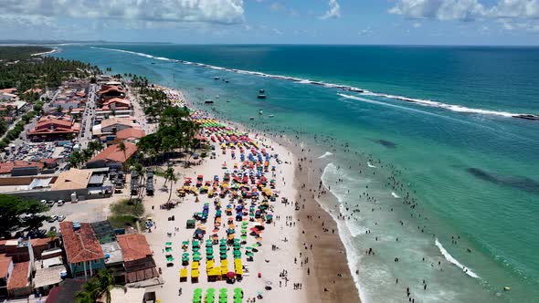 French Beach tourism landmark at Maceio Alagoas Brazil. Relaxation scenery.