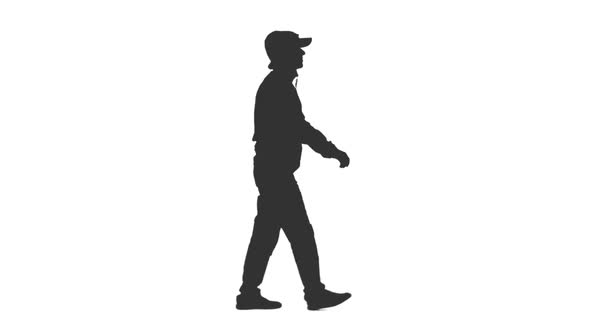 Silhouette of Walking Hooded Man