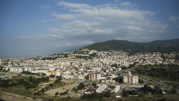 Aerial Bursa City Landscape and Uludag in the Background 4K