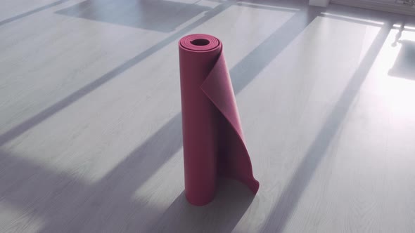 Yoga Fitness Floor Mat in a Roll Inside of Gym Studio