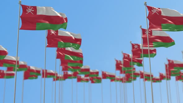 Oman Row Of National flags Walk Throw Animation