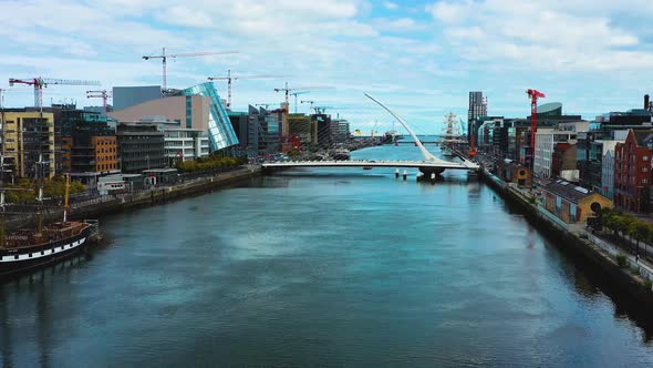 Cinematic aerial footage of Dublin city.