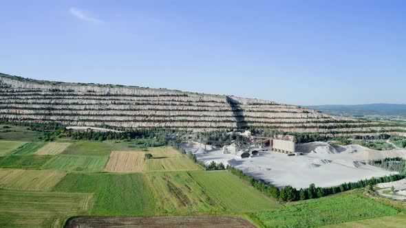 Aerial view industrial of opencast mining quarry