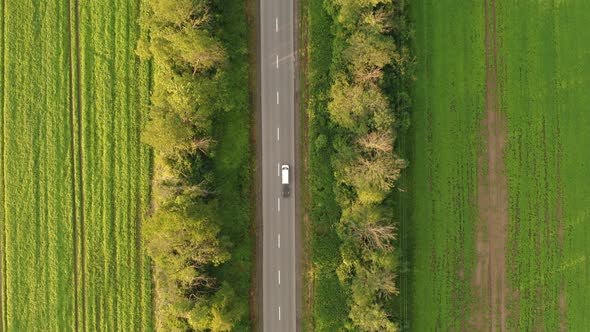 Aerial Drone Footage Tracking a Car