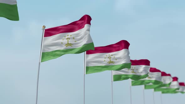 Tajikistan Row Of Flags 