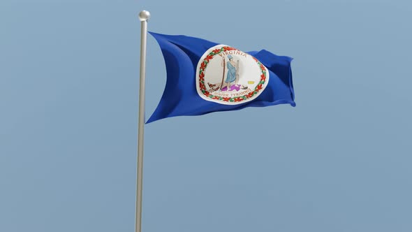 Virginia flag on flagpole.