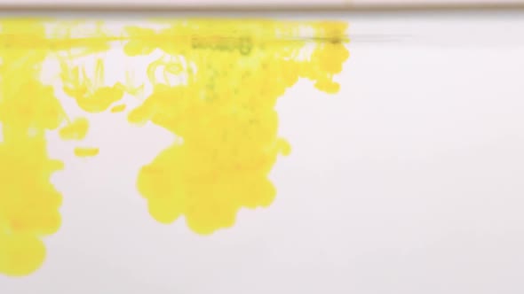 Yellow Color Paint Drops in Water  Drop of Yellow Ink Color Falling on Water Colorful Ink   Footage