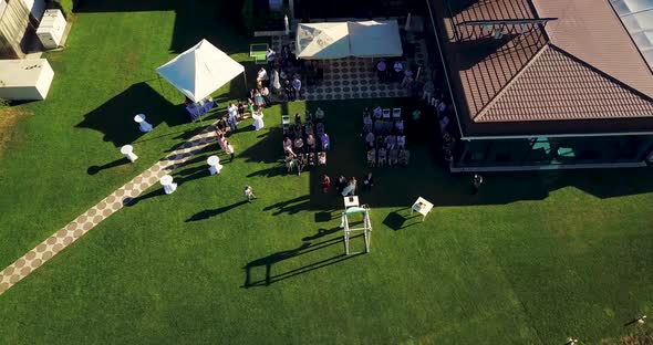 Beautiful Wedding Ceremony  Bride Decoration Shoot From A  Drone