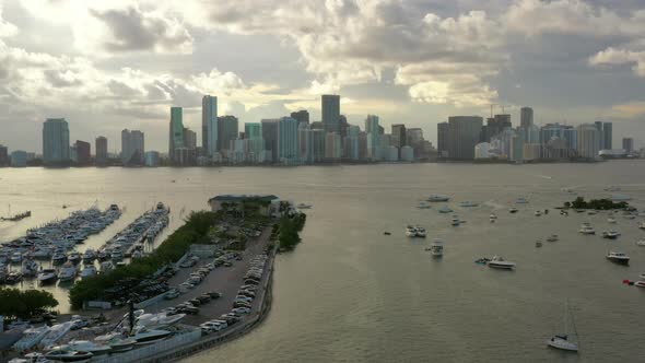 Aerial of Miami from Virginia Key