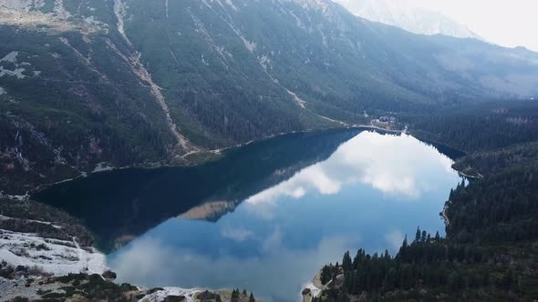 Mountain Lake Morskie Oko in Tatra Mountains, Poland